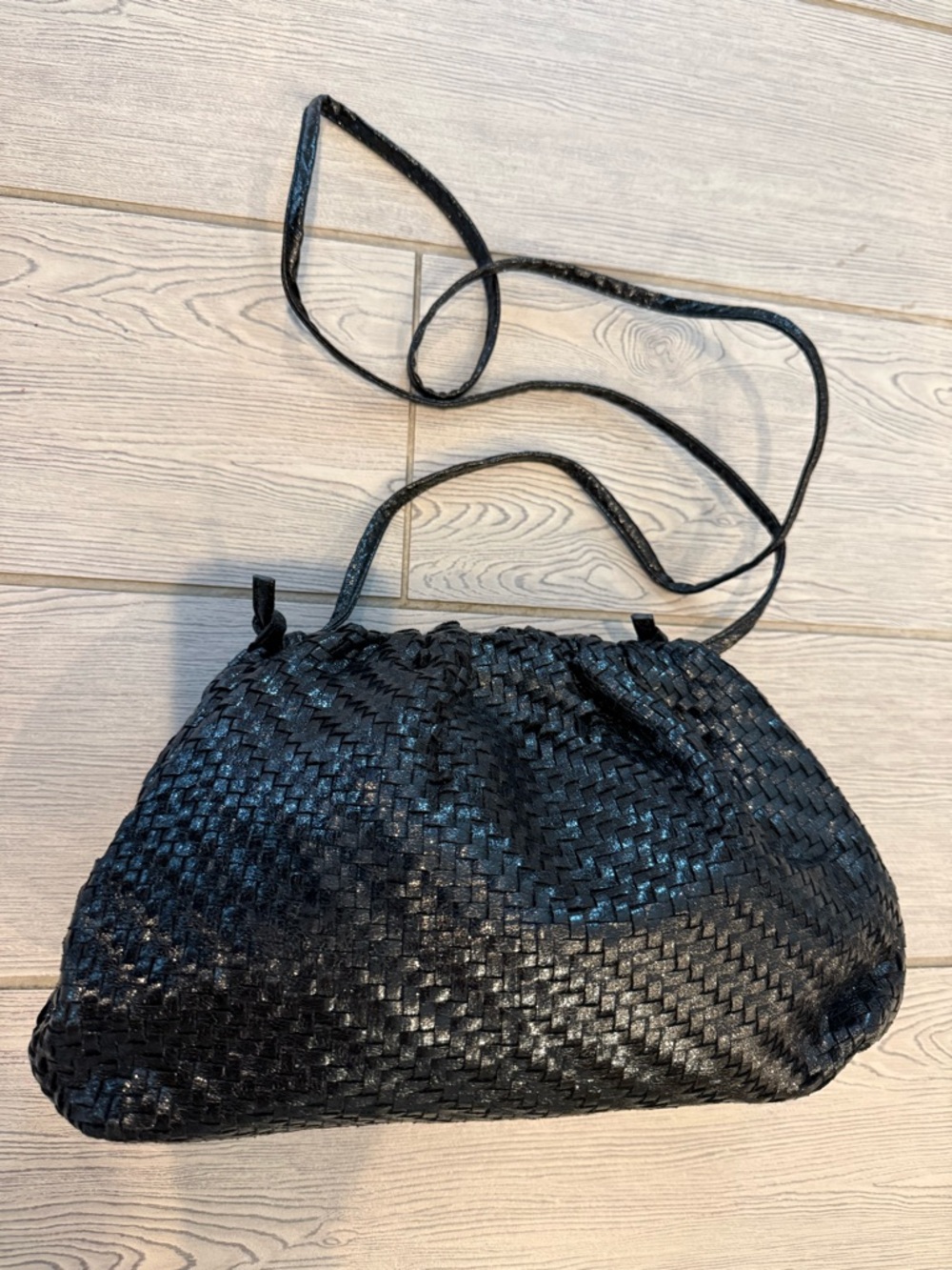 Anthropologie Frankie Clutch NWOT Black Woven Crossbody Bag